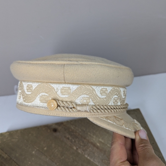 Lack of Color Riviera Hat Beige Captain Cap Size Small 55cm Terelyne Rayon - Picture 3 of 9